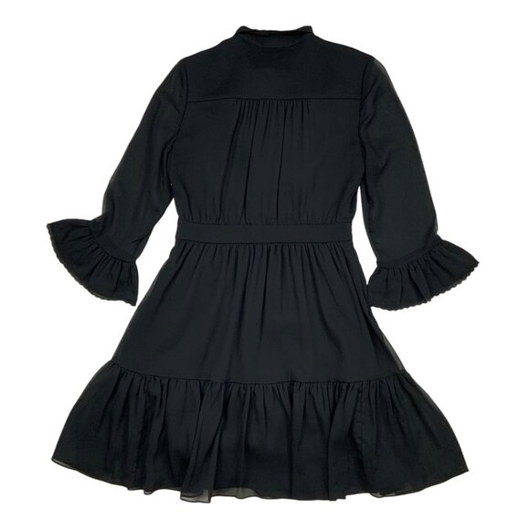 Kate Spade Sequins Cherries Shirtdress 4 Black Mini Bow Tie Neck Ruffle Formal - Picture 11 of 12